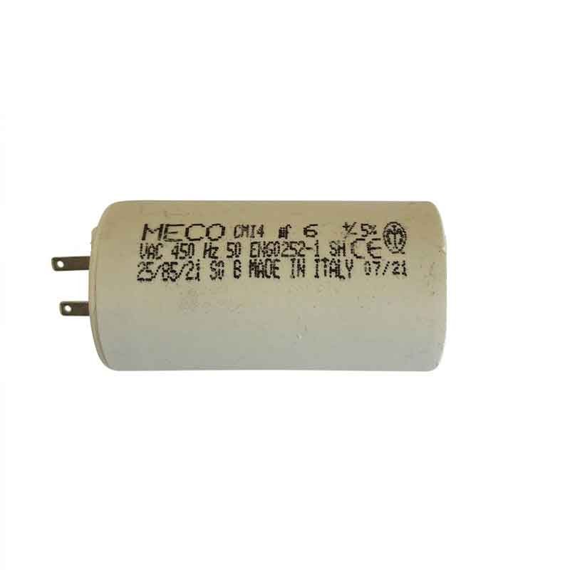 Condensateur à cosse 6 µF - 2 cosses 2.8 mm - MECO - pour volet roulant SOMFY