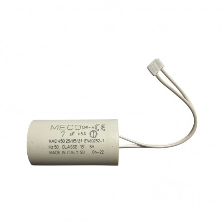 Condensateur à câble (fil) 7 µF avec connecteur pour volet roulant Bubendorff - MECO Condensateur à câble (fil) 7 µF avec connecteur pour volet roulant Bubendorff - MECO