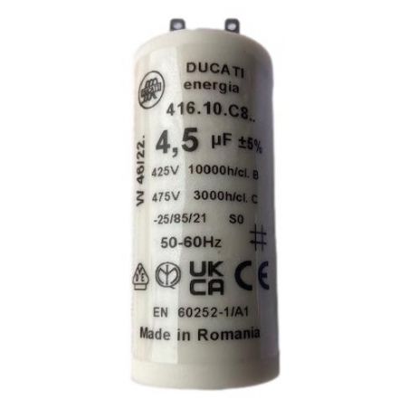 Condensateur 4.5 uF à cosse de 2,8 mm - DUCATI - Compatible pour volet roulant BEKER - SOMFY - DELTA DORE -