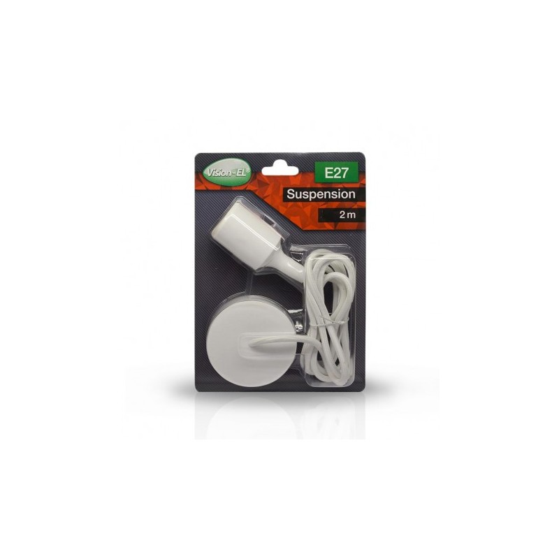 DOUILLE E27 SILICON + CABLE 2 M BLANC