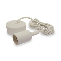 DOUILLE E27 SILICON + CABLE 2 M BLANC