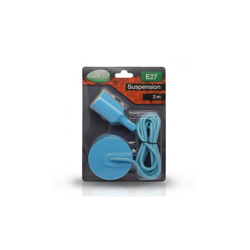 DOUILLE E27 SILICON + CABLE 2 M BLEU