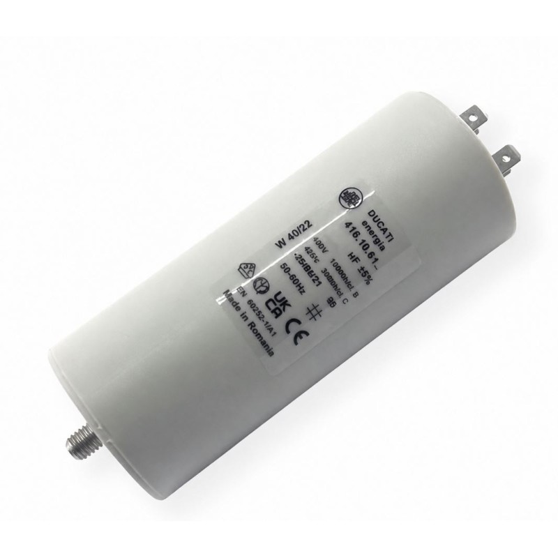 Condensateur à cosse 10 uF - 4 cosses 6.35 mm - tige filetée